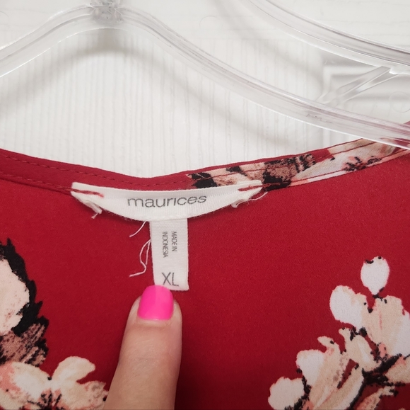 NWOT Red Floral Print Blouse - Picture 6 of 8